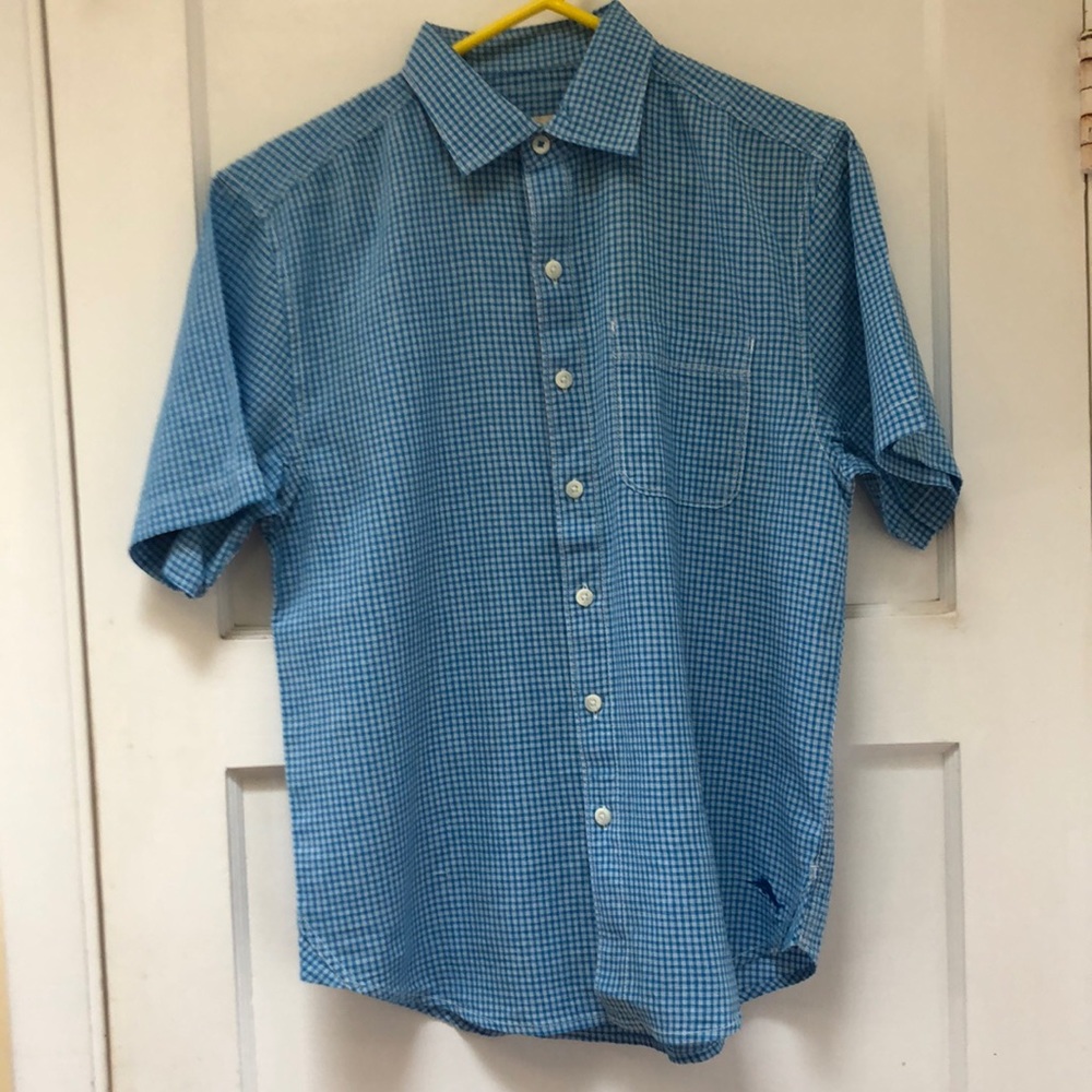 Tommy Bahama Gingham Grove Short Sleeve Linen and Cotton Shirt